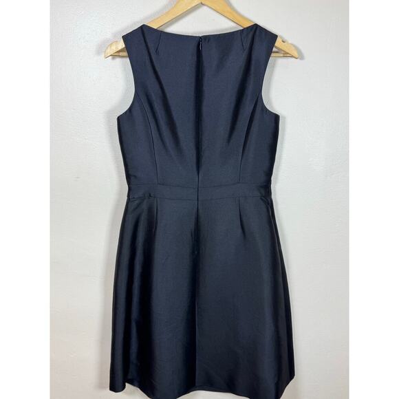 Teri Jon by Rickie Freeman Short Fit & Flare Navy Dress Formal Silk Wool Wedding - Picture 5 of 12